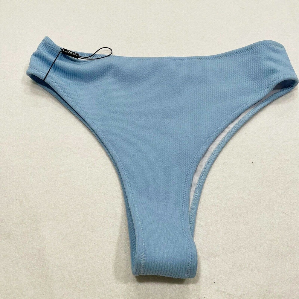 ZAFUL Size 4‎ Women's Sexy Cheeky Bikini Bottom High Leg Swimsuit Blue NWOT